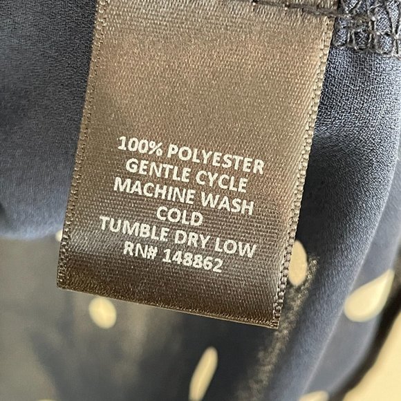 Torrid Womens Plus 4X Navy Sheer Polka Dot Blouse Button Up Back Shirt Top - Picture 10 of 14